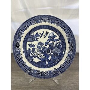 VTG Churchill Blue Willow Dinner Plate Staffordshire England 10.25"